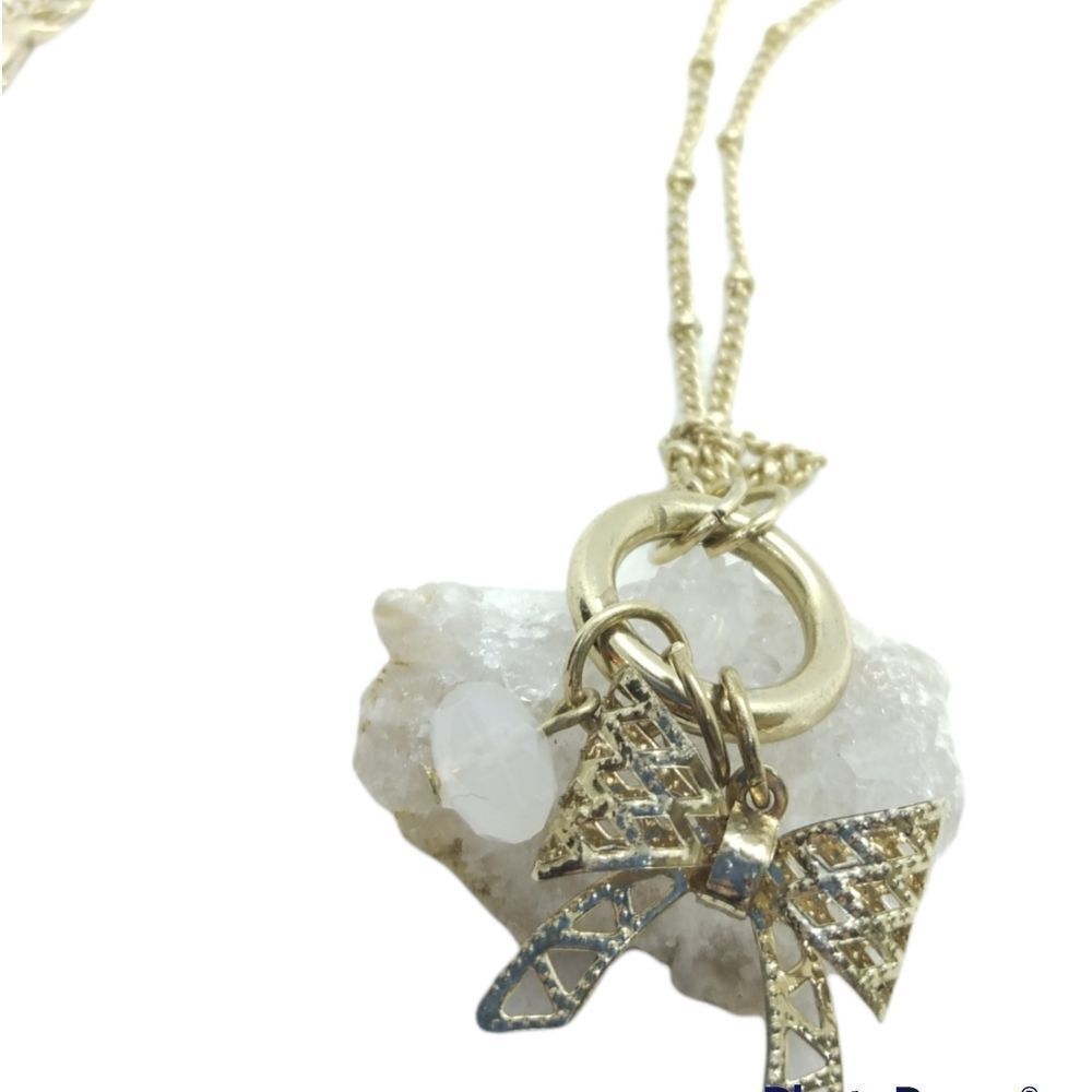 Delicate pale gold ribbon necklace bow